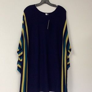 Stripe vertical sides tunic sweater